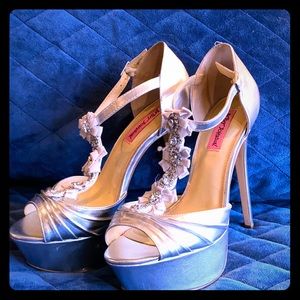 Betsey Johnson silver platform pumps